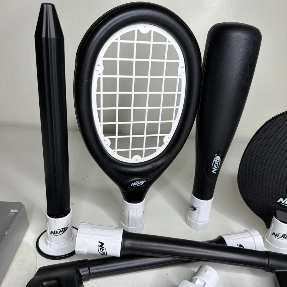 Nintendo Wii Nerf Sports Plus Black Tennis Golf Baseball Attachments Lot